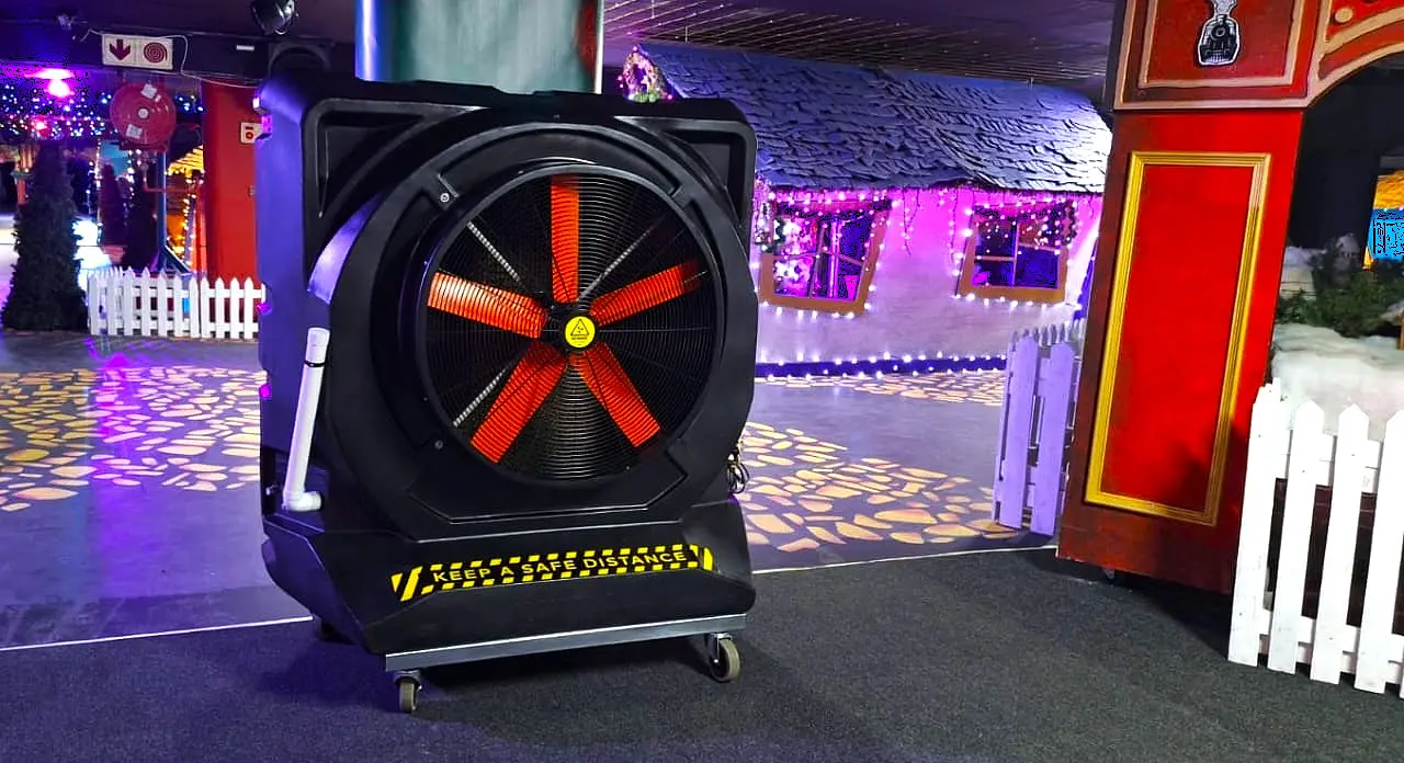 MaxCool Omega mobile evaporative cooler providing event venue cooling at Emperors Palace in South Africa.
